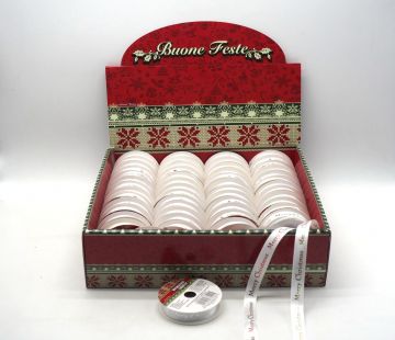 ROTOLO NASTRO BIANCO MERRY CHRISTMAS LUCENTE H.1.6CMX2.7M