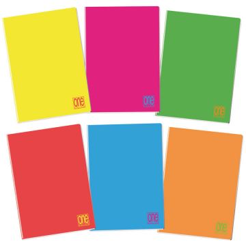 ONE COLOR - QUADERNO MAXI FLUO 20+1 FOGLI A4 RIGHE ASSORTITO