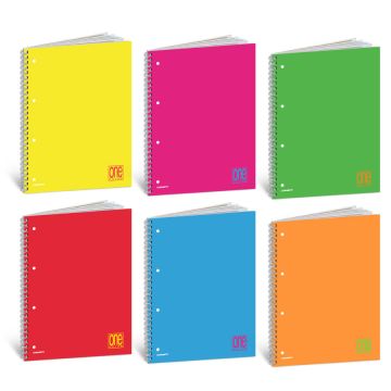 ONE COLOR - QUADERNO AD ANELLI FLUO 60 FOGLI A4+ QUADRETTI ASS.