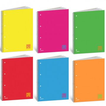 QUADERNO ONE COLOR PPL FLUO A4 FORATO 60FF RIGHE 1 rigo ASSORTITO 