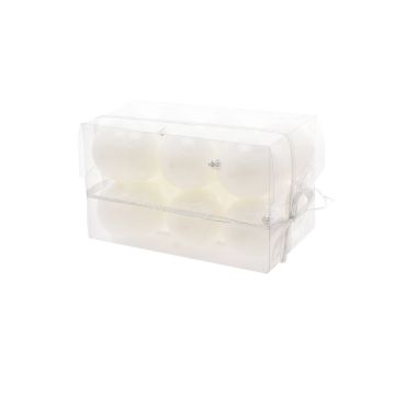 CONFEZIONE 12 SFERE DI PLASTICA D 8CM BIANCO LUCIDO