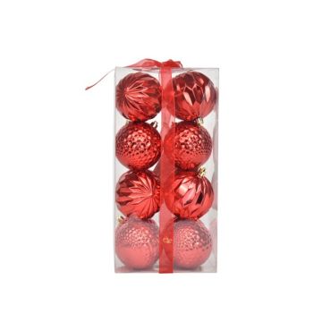 SET 16 SFERE IN PLASTICA DIAM. 8CM ROSSO LUCIDO SAGOMATE