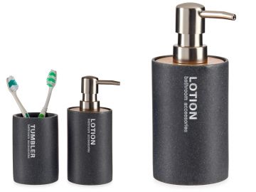 DOSASAPONE IN RESINA GRIGIO/NATURALE E CROMO