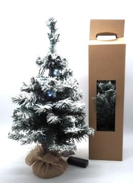 ALBERO NEVATO B.JUTA H.50CM C/15 LUCI BIANCHE/BATTERIA