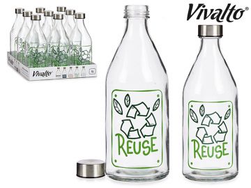 BOTTIGLIA IN VETRO CON TAPPO IN ACCIAIO REUSE 1LT