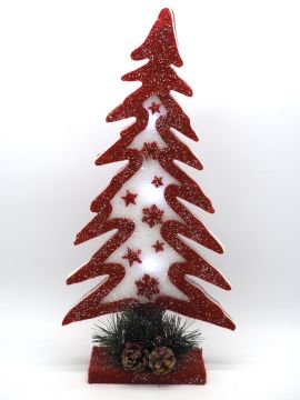 ALBERO FLOCCATO 75CM CON 4LED BIANCHI A BATTERIA USO INTERNO