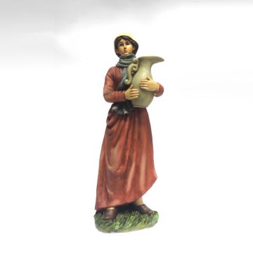 DONNA CON BROCCA IN POLIRESINA H. 25CM