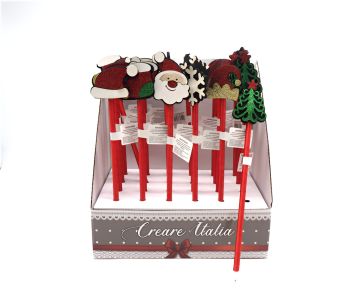 PENNA C/DECORAZIONE PANNO NATALIZIA L.22CM