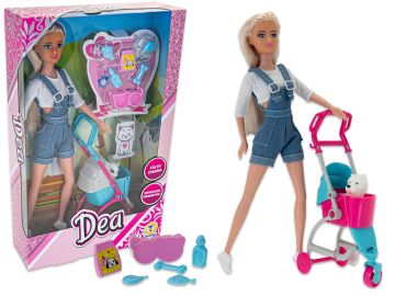 DEA - BAMBOLA 30CM CON CUCCIOLO A PASSEGGIO