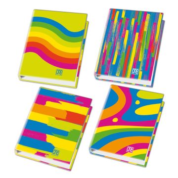 ONE COLOR - COPERTINA AD ANELLI FANTAFLUO 26X32CM ASSORTITO