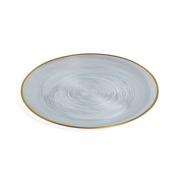 PIATTO DESSERT IN VETRO TRASPARENTE CON BORDO DORATO DIAM. 21CM