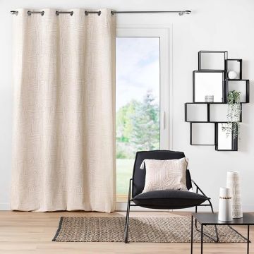 TENDA CON OCCHIELLI IN POLICOTONE STAMPATO PANDORE BIANCO 140X280CM