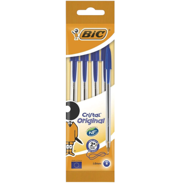 BIC - SET 4 PENNE CRISTAL ORIGINAL BLU