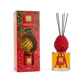 DIFFUSORE DI ESSENZA 500ML CON BACCHETTI COTONE MUSCHIO INVERNALE ASS.