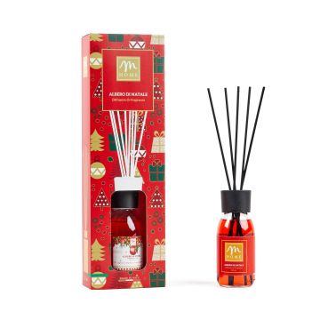 DIFFUSORE DI ESSENZA 125ML CON BACCHETTI COTONE ALBERO DI NATALE