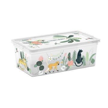 CONTENITORE MOD. C BOX FANTASIA TROPICALE IN PLASTICA 33.5X19 H 12CM 6LT
