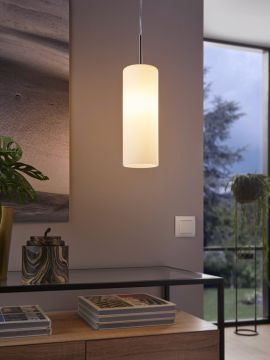 LAMPADARIO TROY 3 NICHEL SATINATO E BIANCO LACCATO 11X110CM - 1XE27 40W