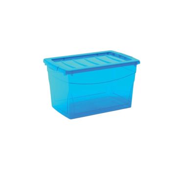 CONTENITORE OMNI IN PLASTICA AZZURRO TRASPARENTE 47X30 H. 27.5CM 30LT