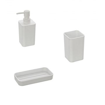 SET 3 PEZZI ACCESSORI BAGNO MITO BIANCO