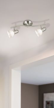 APPLIQUE DAKAR 1 NICHEL SATINATO E BIANCO 37CM - 2XE14 MAX 40W