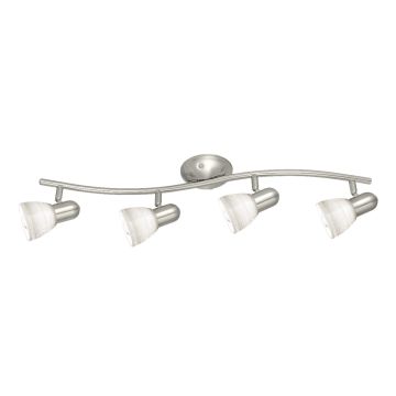 PLAFONIERA DAKAR 1 NICHEL SATINATO E BIANCO 65X13.7CM - 4XE14 MAX 40W