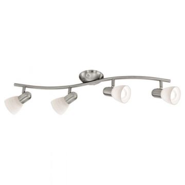 PLAFONIERA 4 LUCI DAKAR NICKEL E VETRO RIGATO 65CM - 4XE14 MAX 40W