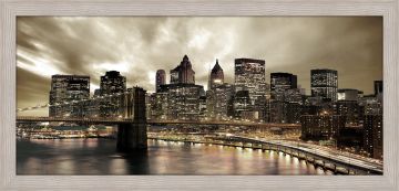 QUADRO BRIDGE AT NIGHT CON CORNICE BOSTON BEIGE 57X28 CM 