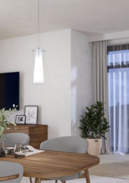 LAMPADARIO PINTO CROMO/CHIARO E BIANCO 11X110CM - 1XE27 40W