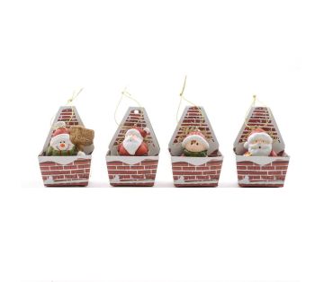 DECORAZIONE CAMINO CON BABBO IN TERRACOTTA 4X3CM H 6.5CM ASS.
