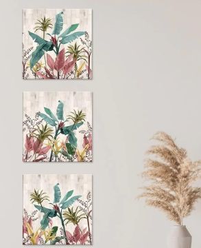 QUADRO SU TELA WORLD BANANA LEAVES 57X57 CM ASSORTITO