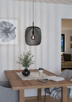 LAMPADARIO ROMAZZINA NERO 32.5X110CM - 1XE27 40W
