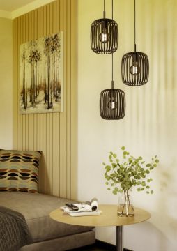 LAMPADARIO ROMAZZINA NERO 46X110CM - 3XE27 40W