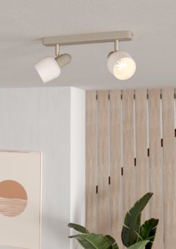 SPOT CORATO SABBIA/NICHEL SATINATO 30X12.5CM - 2XE14 18W