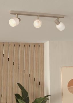 SPOT CORATO SABBIA/NICHEL SATINATO 52X12.5CM - 3XE14 18W