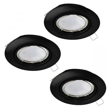 LAMPADA DA INCASSO LED PENETO NERO D. 8,7CM - 3000K 3X46W 3X400lm GU10