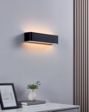 APPLIQUE A LED SANIA 4 NERO E BIANCO 37X9 H. 8CM - 12W 3000K 1400lm
