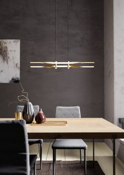 LAMPADARIO A LED COLMEAL OTTONE SPAZZOLATO E BIANCO 76X120CM - 21W 3000K 2500lm