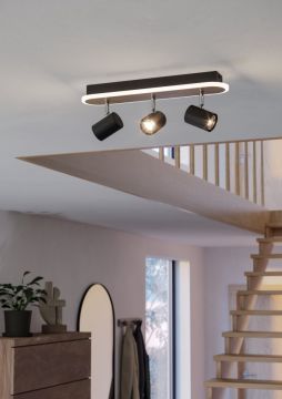 PLAFONIERA A LED RIMBOCCHI NERO E MARRONE/SATINATO 10X46 H. 15CM - 20W 3000K 2500lm 