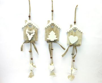 DIETROPORTA CASETTA PIATTA LEGNO NEVATA C/PEND.LEGNO/MET. 9.5X11.5/35CM