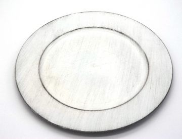 SOTTOPIATTO IN PLASTICA DIAM. 33CM EFFETTO LEGNO ARGENTO