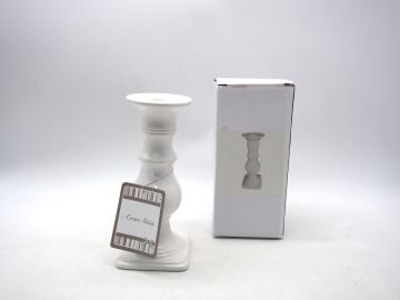 CANDELABRO BIANCO IN CERAMICA 8X18CM