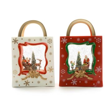 BORSETTA IN PLASTICA CON ACQUA E LUCI A BATTERIA 15X7CM H 23CM ASS
