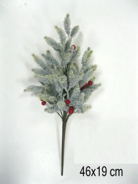 RAMETTO DI PINO INNEVATO CON BACCHE H. 46CM