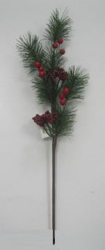 RAMETTO NATALIZIO DI PINO VERDE CON BACCHE H. 49CM