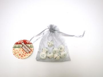 SET 8 SONAGLI BIANCHI D. 2CM CON SACCHETTO IN ORGANZA