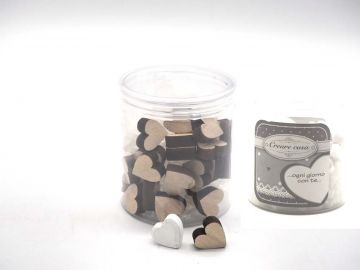 BARATTOLO CON 24 CUORI LEGNO