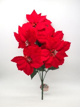 RAMO CON 4 STELLE DI NATALE ROSSE D. 22CM H. 55CM