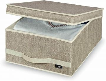 SCATOLA ARMADIO MAISON IN POLIESTERE BEIGE TG.M 35X45 H 18CM