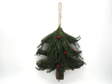 PENDENTE A FORMA DI ALBERO DI PINO CON BACCHE 26X26CM