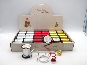 ROTOLO NASTRO DA PACCHI 5MMX10MT LISCIO ORO/ROSSO/ARGENTO
